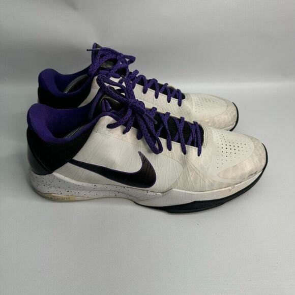Nike Zoom Kobe 5 V Inline White Black‎ Varsity Purple 386429 101 Size 13 (READ) - Picture 1 of 11
